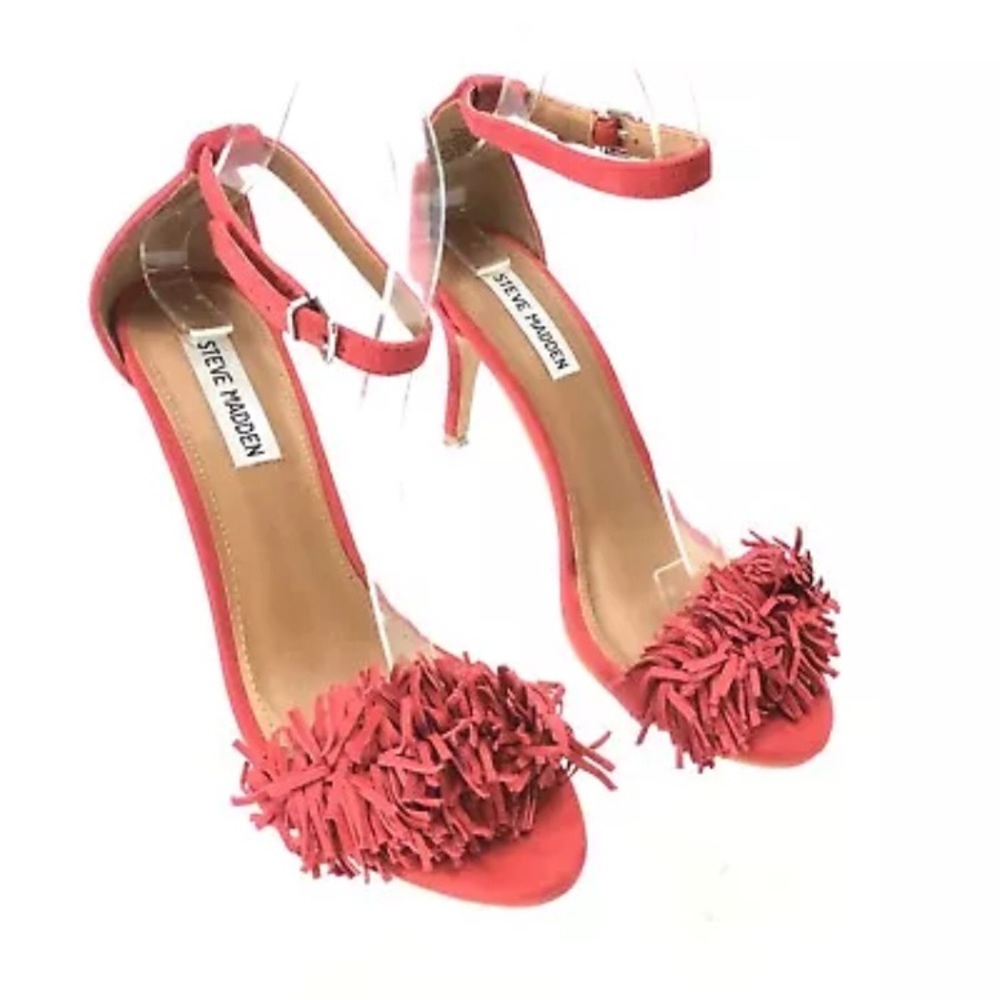 Steve Madden Red Suede Fringe D'Orsay Ankle Strap